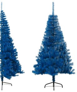 Umjetna polovica božićnog drvca sa stalkom plava 180 cm PVC