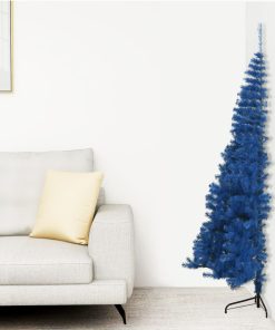 Umjetna polovica božićnog drvca sa stalkom plava 210 cm PVC