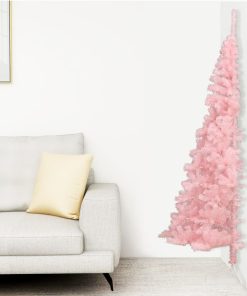 Umjetna polovica božićnog drvca sa stalkom ružičasta 150 cm PVC
