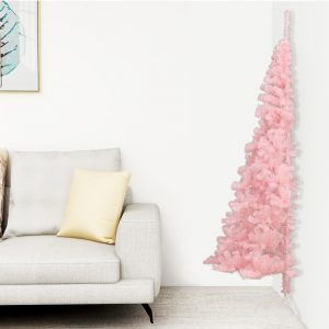 Umjetna polovica božićnog drvca sa stalkom ružičasta 240 cm PVC