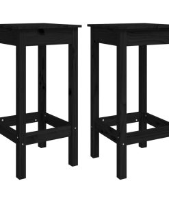 Barske stolice 2 kom crne 40 x 40 x 78 cm od masivne borovine