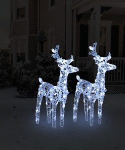 Božićni sobovi 2 kom hladni bijeli 80 LED žarulja akrilni