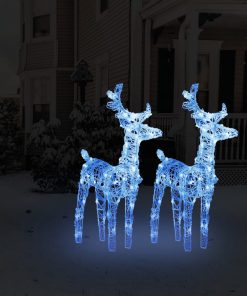 Božićni sobovi 2 kom plavi 80 LED žarulja akrilni