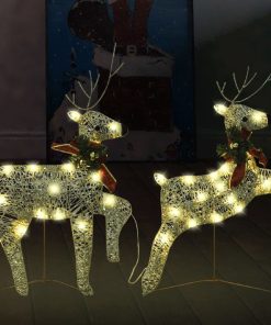 Božićni sobovi 2 kom zlatni 40 LED žarulja