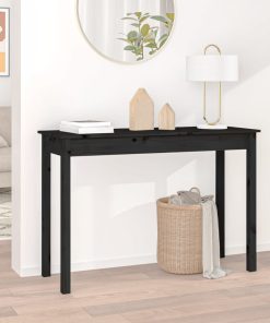 Konzolni stol crni 110 x 40 x 75 cm od masivne borovine
