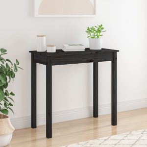 Konzolni stol crni 80 x 40 x 75 cm od masivne borovine