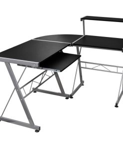 Kutni stol za računalo crni 132 x 112 x 99 cm konstruirano drvo
