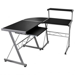 Kutni stol za računalo crni 132 x 112 x 99 cm konstruirano drvo