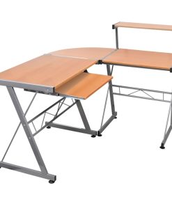 Kutni stol za računalo smeđi 132x112x99 cm konstruirano drvo