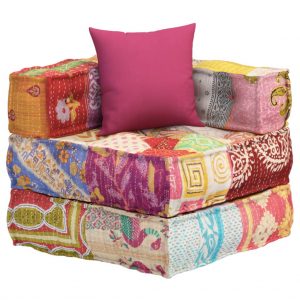 Modularni tabure s jastukom od tkanine s uzorkom patchwork