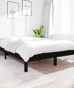 Okvir za krevet crni 150 x 200 cm masivna borovina 5FT bračni