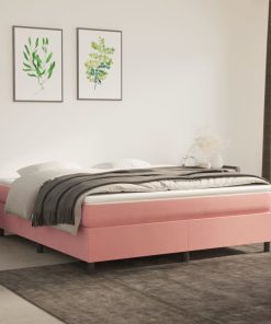 Okvir za krevet s oprugama ružičasti 180x200 cm baršunasti