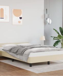 Okvir za krevet s uzglavljem krem 120x200 cm od umjetne kože