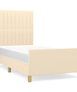 Okvir za krevet s uzglavljem krem 90x190 cm od tkanine