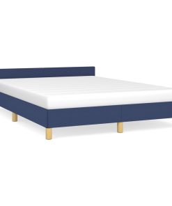 Okvir za krevet s uzglavljem plavi 140 x 200 cm od tkanine