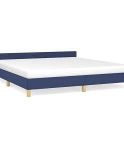 Okvir za krevet s uzglavljem plavi 160 x 200 cm od tkanine