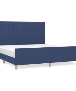 Okvir za krevet s uzglavljem plavi 180 x 200 cm od tkanine