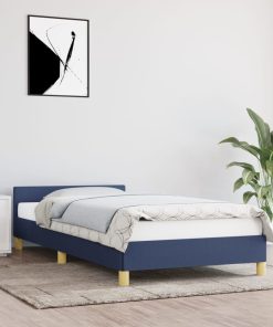 Okvir za krevet s uzglavljem plavi 80 x 200 cm od tkanine