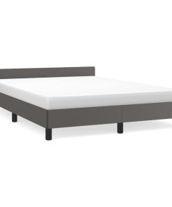 Okvir za krevet s uzglavljem sivi 140x190 cm od umjetne kože