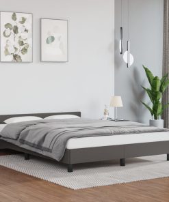 Okvir za krevet s uzglavljem sivi 140x200 cm od umjetne kože