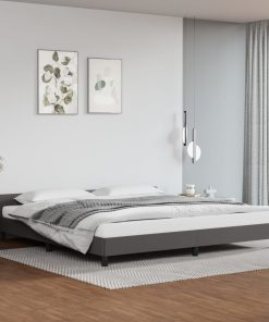 Okvir za krevet s uzglavljem sivi 200x200 cm od umjetne kože
