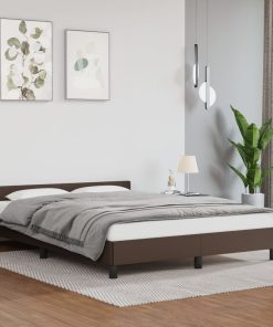 Okvir za krevet s uzglavljem smeđi 140x190 cm od umjetne kože