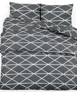Set posteljine za poplun sivi 135 x 200 cm pamučni