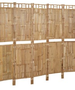 Sobna pregrada s 5 panela od bambusa 200 x 180 cm