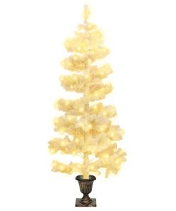 Spiralno božićno drvce s posudom LED bijelo 120 cm PVC