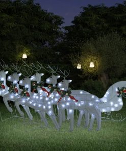 Ukrasni božićni sobovi i saonice 140 LED žarulja vanjski bijeli