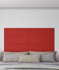 Zidne ploče od umjetne kože 12 kom crvene 90 x 30 cm 3