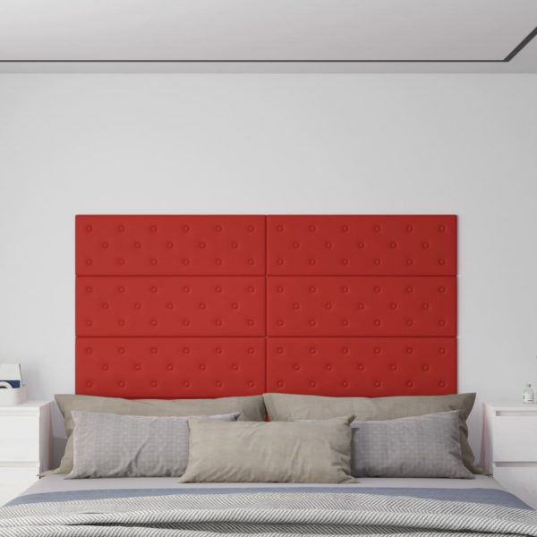 Zidne ploče od umjetne kože 12 kom crvene 90 x 30 cm 3