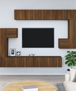 Zidni TV ormarić boja smeđeg hrasta od konstruiranog drva