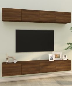 Zidni TV ormarići 4 kom Smeđi hrast 100 x 30 x 30 cm drveni