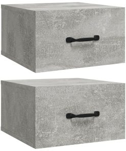 Zidni noćni ormarići 2 kom siva boja betona 35 x 35 x 20 cm