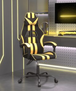 Igraća stolica crno-zlatna od umjetne kože