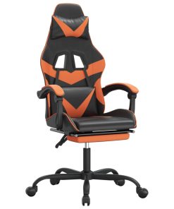 Igraća stolica s osloncem za noge umjetna koža crno-narančasta