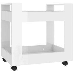 Kolica za radni stol sjajna bijela 60x45x60cm konstruirano drvo