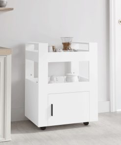 Kuhinjska kolica bijela 60 x 45 x 80 cm od konstruiranog drva
