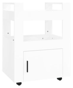 Kuhinjska kolica sjajna bijela 60x45x80 cm konstruirano drvo