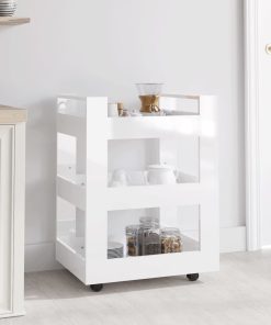 Kuhinjska kolica sjajna bijela 60x45x80 cm konstruirano drvo