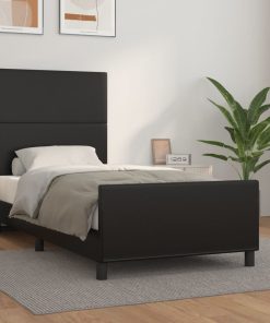 Okvir za krevet s uzglavljem crni 90x200 cm od umjetne kože