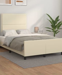 Okvir za krevet s uzglavljem krem 120x200 cm od umjetne kože