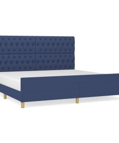 Okvir za krevet s uzglavljem plavi 200 x 200 cm od tkanine
