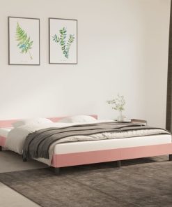 Okvir za krevet s uzglavljem ružičasti 160x200 cm baršunasti