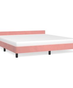 Okvir za krevet s uzglavljem ružičasti 160x200 cm baršunasti