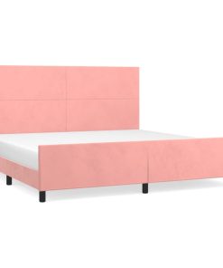 Okvir za krevet s uzglavljem ružičasti 200x200 cm baršunasti