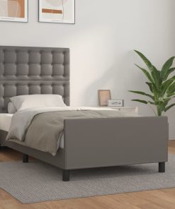 Okvir za krevet s uzglavljem sivi 100x200 cm od umjetne kože