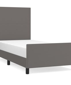 Okvir za krevet s uzglavljem sivi 90x200 cm od umjetne kože