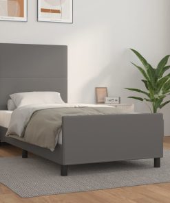 Okvir za krevet s uzglavljem sivi 90x200 cm od umjetne kože